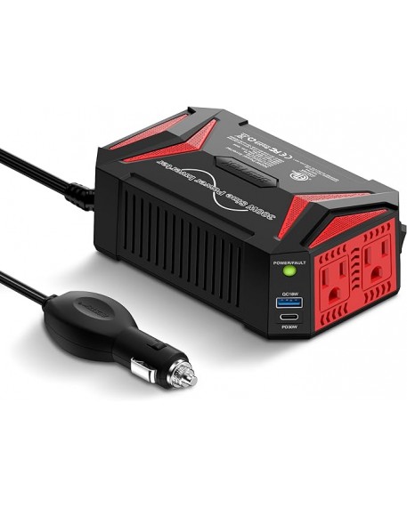 BESTEK 300Watt Pure Sine Wave Power Inverter with PD 30W USB-C QC18W USB Ports DC 12V to AC 110V